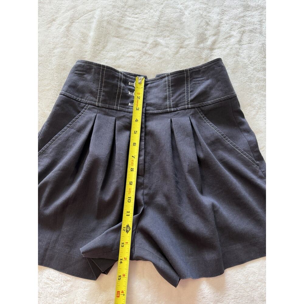 Veronica Beard Sz 2 Shorts Alicia Linen Blend High Rise Pleated Dark Navy $348 - Picture 15 of 16